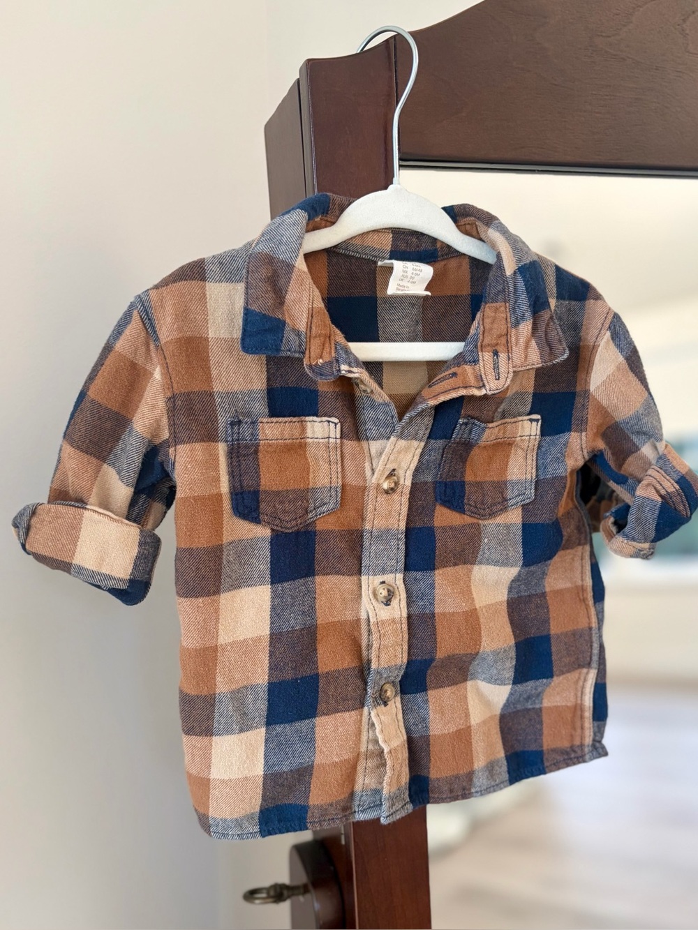 H&M button up flannel baby boy 6 mo